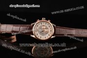 Tag Heuer Mikrograph Chrono Miyota OS10 Quartz Rose Gold Case with White/Gray Dial Numeral Markers and Brown Leather Strap