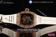 Richard Mille RM035-02 Americas Miyota 9015 Automatic Rose Gold Case with Skeleton Dial Dots Markers and White Rubber Strap