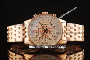 Breitling Montbrillant Swiss Valjoux 7750 Automatic Full Rose Gold with White Dial Rose Gold Arabic Numerals
