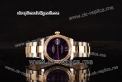 Rolex Datejust Asia 2813 Automatic Steel/Gold Case with Purple Dial Diamonds Bezel and Two Tone Strap (BP)