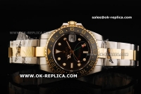 Rolex GMT Master Automatic Movement Ceramic Bezel with Black Dial and Two Tone Strap