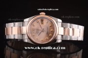 Rolex Datejust Automatic Movement ETA Case with Rose Gold Dial and Bezel-Diamond Marker