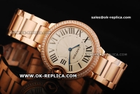 Cartier Ballon Bleu De Swiss Quartz Movement Full Rose Gold with Diamond Bezel and Silver Dial-Lady Model