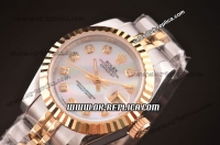 Rolex Ladies Datejust Swiss ETA 2671 Automatic Two Tone with White MOP Dial and Diamond Markers