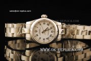Rolex Lady Oyster Perpetual Swiss ETA 2671 Automatic Movemen Domed Bezel with White Dial and Black Roman Markers