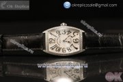 Franck Muller CINTREE CURVEX Diamond Bezel With Black Calfskin Strap Swiss Ronda 762 Quartz White Dial 1752 QZ DP