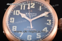 Zenith Pilot Type 20 Extra Special Japanese Miyota 9015 Automatic Rose Gold Case with Black Dial Arabic Numeral Markers and Brown Leather Strap
