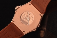 Omega Constellation Swiss ETA Quartz Rose Gold Case with Brown Dial and Brown Rubber Strap - Diamond Bezel