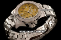 Breitling Avenger Seawolf Swiss ETA 2824 Automatic Movement Silver Case with Yellow Dial-Black Number Markers and SS Strap