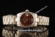 Rolex Datejust Oyster Perpetual Automatic Movement ETA Coating Case with Brown Dial and Silver Roman Markers