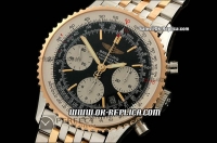 Breitling Navitimer Chronograph Swiss Valjoux 7750 Automatic Movement Two Tone with Rose Gold Stick Markers and Black Dial