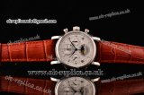 Patek Philippe Grand Complications Chrono/Calender Swiss Valjoux 7750 Manual Winding Movement Steel Case with Black Rome Markers-Brwon Leather Strap