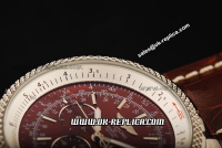 Breitling Bentley Automatic Movement Red Dial with Honeycomb Bezel and Brown Leather Strap