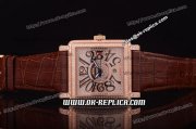 Franck Muller Conquistador Automatic Diamond Case with Diamond Dial and Brown Leather Strap