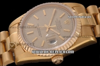 Rolex Datejust Swiss ETA 2836 Automatic Movement Full Gold with Brown Stripe Dial and Gold Stick Markers