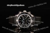 Omega Seamaster Planet Ocean Chrono Swiss Valjoux 7750 Automatic Steel Case with Black Dial White Markers and Black Rubber Strap (EF)