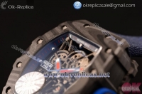 Richard Mille RM 055 Miyota 9015 Automatic Carbon Fiber Case with Skeleton Dial Skeleton Markers and Blue Nylon/Leather Strap