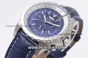 Breitling Bentley Automatic Movement with Blue Dial and Blue Leather Strap-Silver Stick Marker