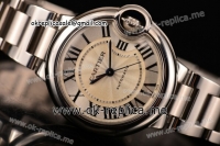 Cartier Ballon Bleu Medium Swiss ETA 2671 Automatic Full Steel with Silver Dial and Roman Numeral Markers