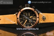 U-Boat Chimera Chronograph OS10 Quartz With Rose Gold Bezel and Black Case Brown Leather Orange Marker