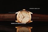 Patek Philippe Calatrava Swiss ETA 2836 Automatic Movement Rose Gold Case with White Dial-Rose Gold Markers and Brown Leather Strap