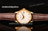 Patek Philippe Calatrava Miyota 9015 Automatic Yellow Gold Case with White Dial Stick Markers and Brown Leather Strap