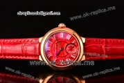 Cartier Ballon Bleu De Small Miyota Quartz Rose Gold Case with Red Dial Roman Numeral Markers and Red Leather Strap