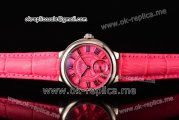 Cartier Ballon Bleu De Small Miyota Quartz Steel Case with Hot Pink Dial Roman Numeral Markers and Hot Pink Leather Strap