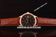 IWC Ingenieur St.Laurens Vintage Swiss ETA 2824 Automatic Rose Gold Case with Black Dial and Brown Leather Strap