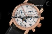 Vacheron Constantin Malte Calender/Moon Phase Lemania Manual Working Chronograph Movement Rose Gold Case with White Dial