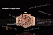 Hublot Big Bang Chrono Hub4100 Automatic Rose Gold Case with Diamond Dial Stick/Numeral Markers and Black Rubber Strap