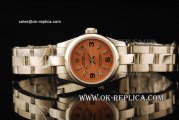 Rolex Lady Oyster Perpetual Swiss ETA 2671 Automatic Movemen Domed Bezel with Orange Dial and Stick Markers