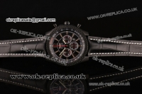 Breitling Bentley Barnato Midnight Carbon Chrono Swiss Valjoux 7750-SHG Automatic PVD Case with Black Dial Stick Markers and Black Leather Strap