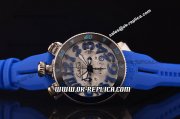 Gaga Chrono 48 Miyota OS20 Quartz Steel Case with White Dial and Blue Rubber Strap - Blue Markers