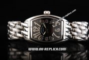 Franck Muller Men Conquistador Swiss ETA 2824 Automatic Movement Full Steel with Silver Numeral Markers-Black Dial