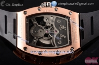Richard Mille RM 51-01 Tourbillon Tiger and Dragon Asia Manual Winding Rose Gold Case with Dot Markers Seleton Dial and Black Rubber Strap