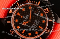 Rolex Submariner Swiss ETA 2836 Automatic PVD Case with Black Dial Orange Markers and Orange Nylon Strap