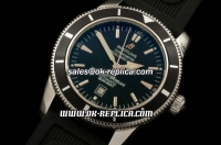 Breitling SuperOcean Heritage Swiss ETA 2824 Automatic Movement Silver Case with Black Bezel-Black Dial and Black Rubber Strap