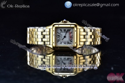 Cartier Santos 100 Miyota Quartz Yellow Gold Case with White Dial Yellow Gold Bracelet and Roman Numeral Markers