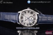 Cartier Drive de Cartier Asia ST16 Automatic Steel Case with Silver Dial Roman Numeral Markers and Blue Leather Strap