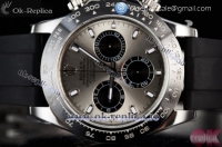 Rolex Cosmograph Daytona Clone Rolex 4130 Automatic Steel Case with Silver Dial Stick Markers and Black Rubber Strap -1:1