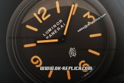 Panerai PAM 000 Luminor Base Logo Wall Clock Swiss Quartz Movement PVD Case with Black Dial and Orange Markers