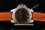 Panerai Radiomir 8 Days Manual Winding Movement Steel Case with Orange Stick/Numeral Markers and Orange Leather Strap-Ultrabig Size of 60mm