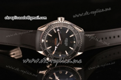 Omega Planet Ocean Clone Omega 8500 Automatic Steel Case with Black Dial Stick Markers and Black Rubber Strap (EF)