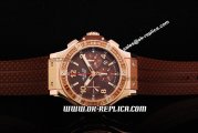 Hublot Big Bang Brown Diamond Bezel Swiss Valjoux 7750 Automatic Movement Rose Gold Case with Brown Dial and Brown Rubber Strap