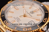 Tag Heuer Aquaracer Calibre 5 Swiss ETA 2824 Automatic Two Tone Case with White Dial Stick Markers and Two Tone Strap