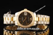 Rolex Datejust Oyster Perpetual Automatic Movement ETA Coating Case with Diamond Bezel and Grey Dial - Gold Roman Markers