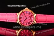 Cartier Ballon Bleu De Small Miyota Quartz Rose Gold Case with Hot Pink Dial Roman Numeral Markers and Hot Pink Leather Strap