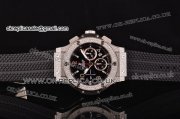 Hublot Big Bang Chrono Swiss Valjoux 7750-DD Automatic Steel Case Diamond Bezel Black Dial Stick/Numeral Markers and Black Rubber Strap