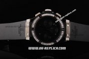 Hublot Big Bang Diamond Bezel Swiss Valjoux 7750 Chronograph Movement PVD Case with Black Dial and Black Rubber Strap